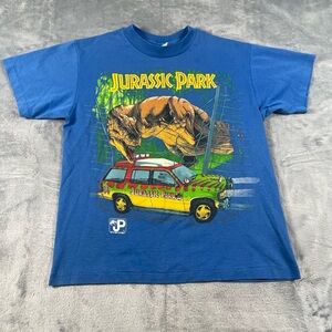 Jurassic Park Blue Kids T-Shirt youth large Vtg 1993 single stitch
